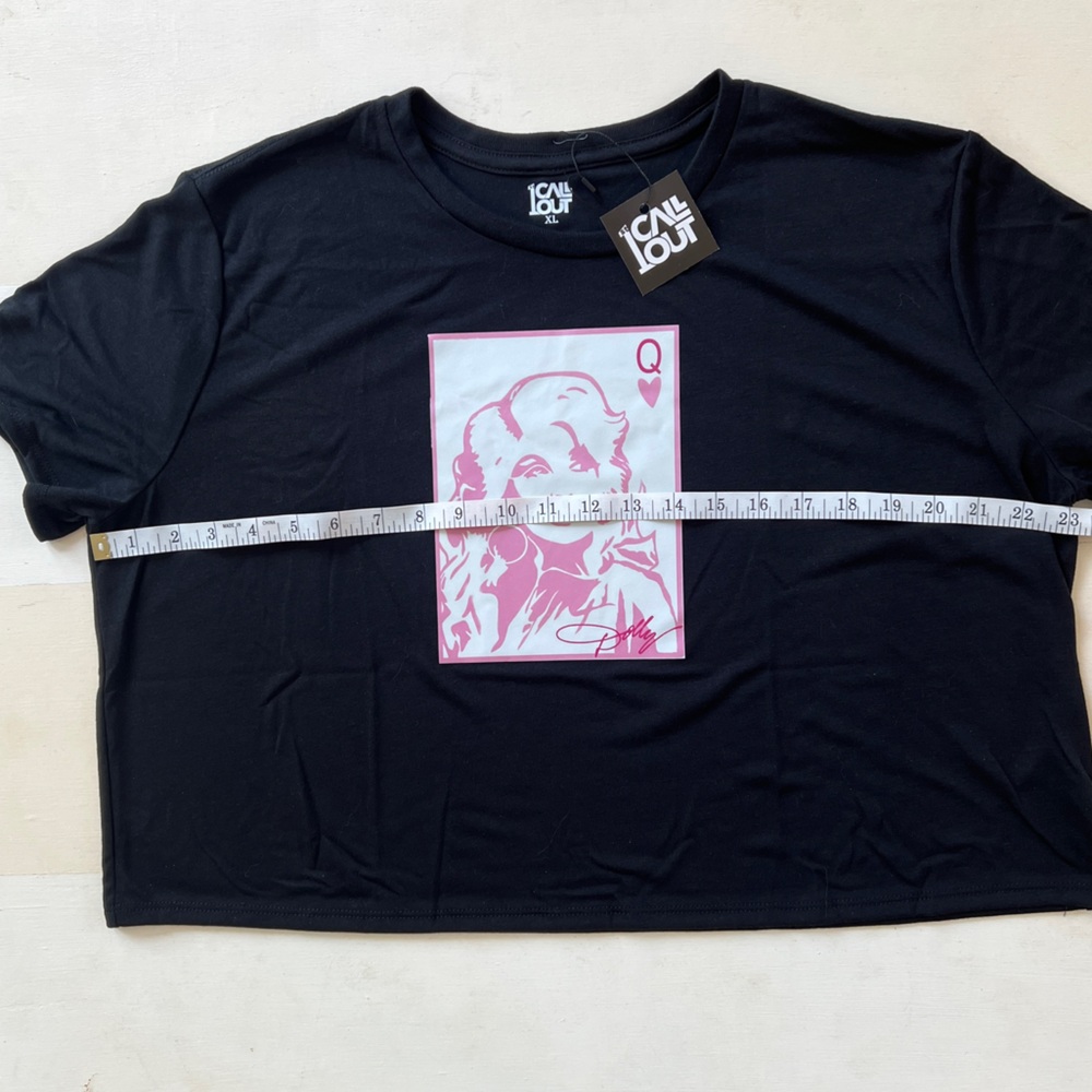 Dolly Parton T-Shirt Cropped Pink Queen of Hearts Nashville Black XL So Soft NEW - Picture 6 of 10